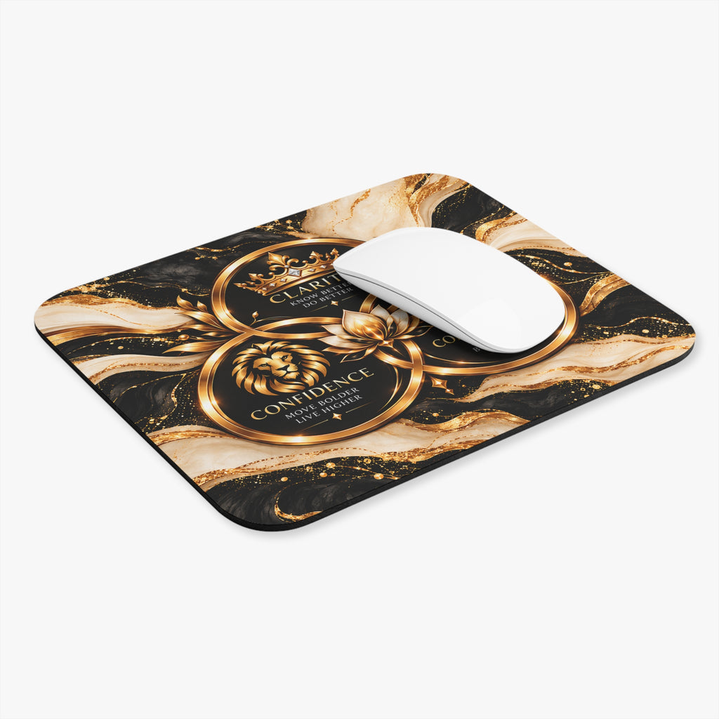 Black & Gold Inspirational Mouse Pad – Clarity, Confidence & Communication