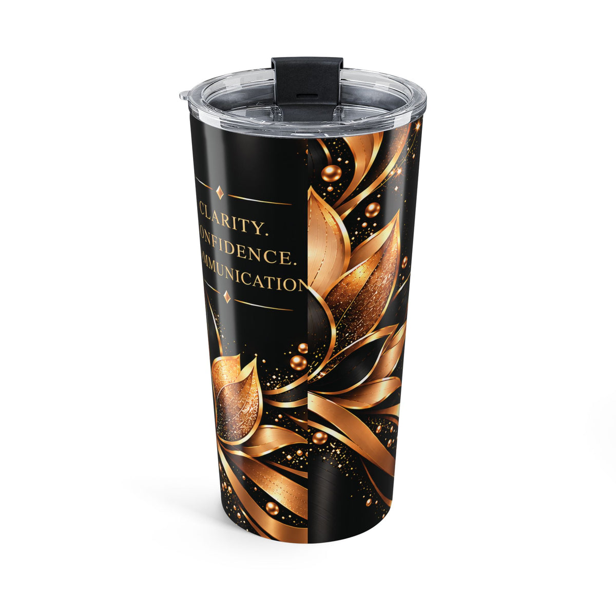 Personalized 20oz Tumbler with Name | Black & Gold Lotus – Kiini Essence