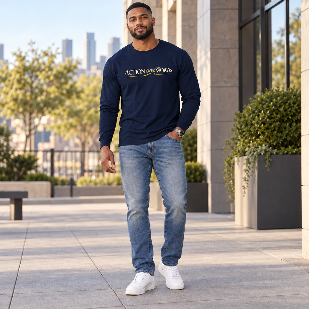 Men's ACTION OVER WORDS Long Sleeve T-Shirt | Premium Statement Tee