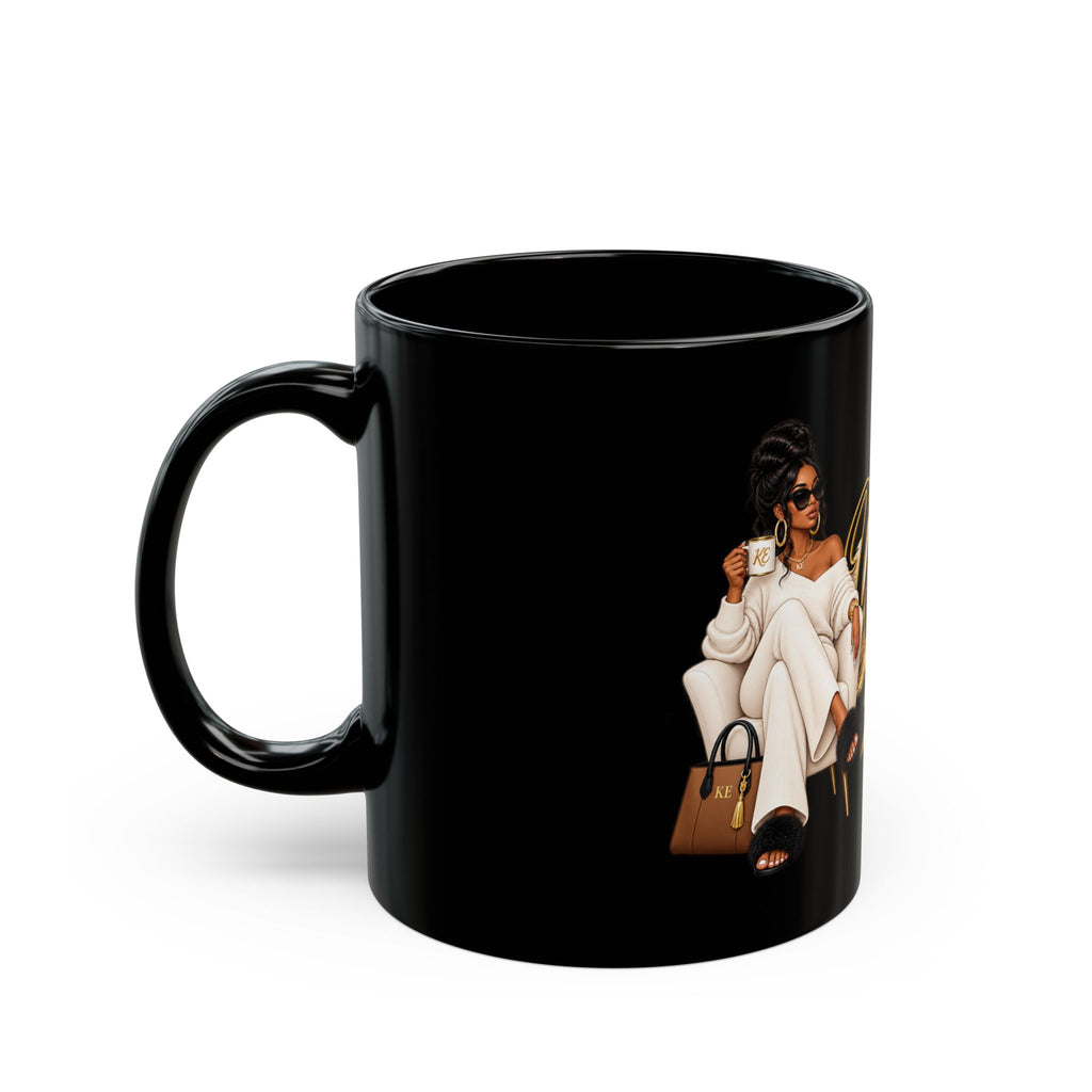 Motivational Coffee Mug – Unbothered Energy Black Ceramic Cup (11oz & 15oz)