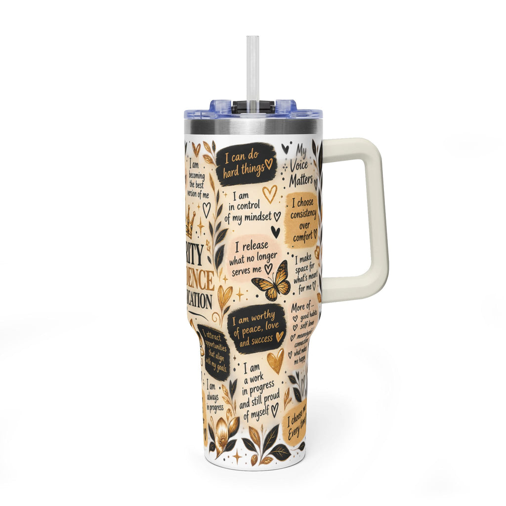 Affirmation Tumbler 40oz with Handle | The Confidence Within 360° Tumbler