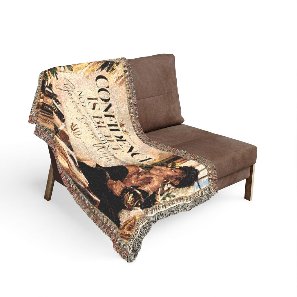 Inspirational Woven Throw Blanket – Confidence Is Built Cotton Sofa Throw