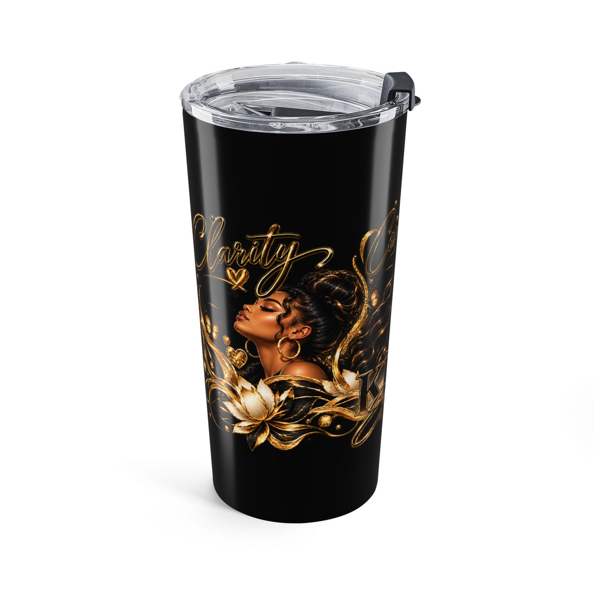 20oz Insulated Stainless Steel Tumbler – 3C Black & Gold Travel Cup
