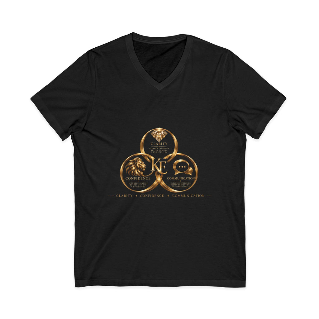 Women's Inspirational V-Neck T-Shirt – 3C Black & Gold Graphic Tee