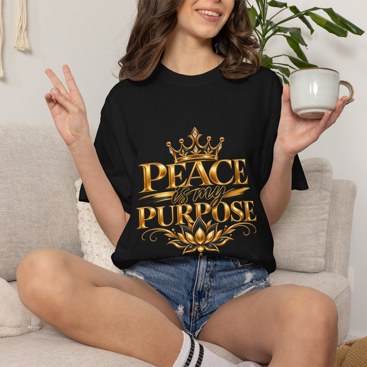 Men's Inspirational Graphic T-Shirt – Peace Is My Purpose Heavyweight Tee