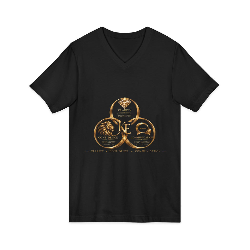 Women's Inspirational V-Neck T-Shirt – 3C Black & Gold Graphic Tee