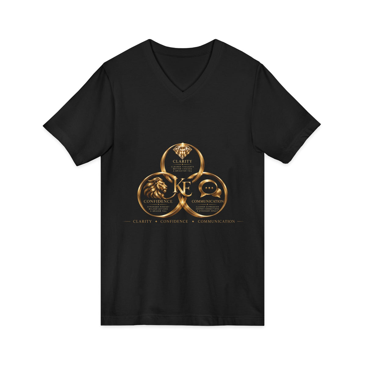Women's Inspirational V-Neck T-Shirt – 3C Black & Gold Graphic Tee