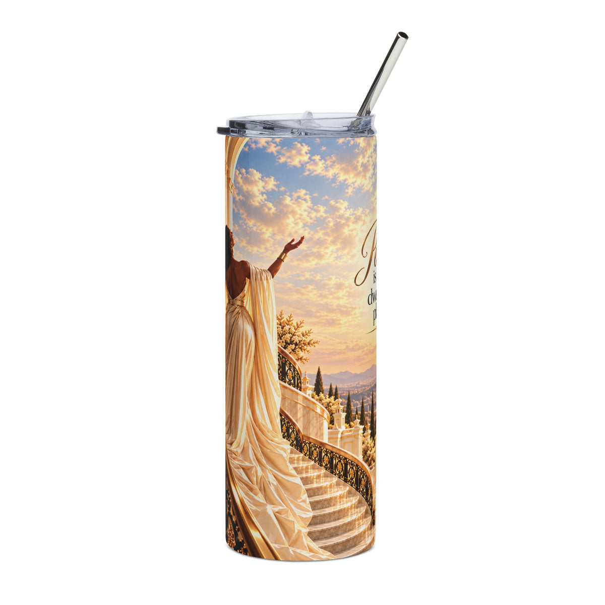 Peace Is My Dwelling Place | Cream & Gold 20 oz Stainless Steel Tumbler
