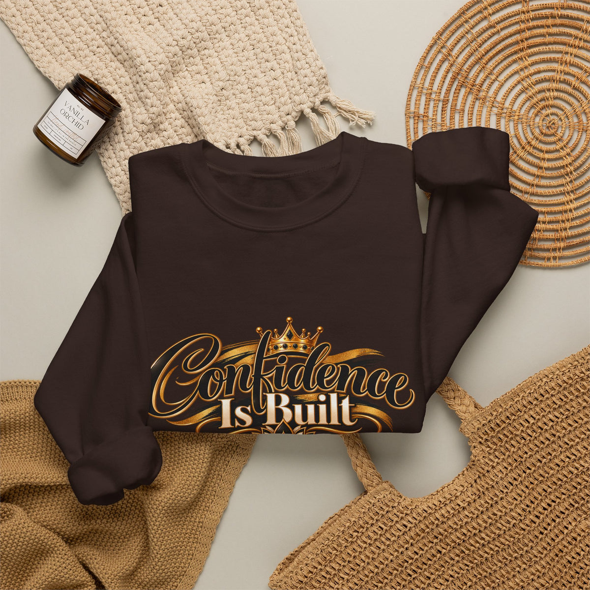 Confidence Is Built Signature Crewneck Sweatshirt | Inspirational Unisex Apparel