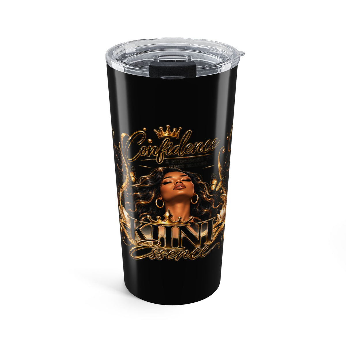 20oz Insulated Stainless Steel Tumbler – 3C Black & Gold Travel Cup