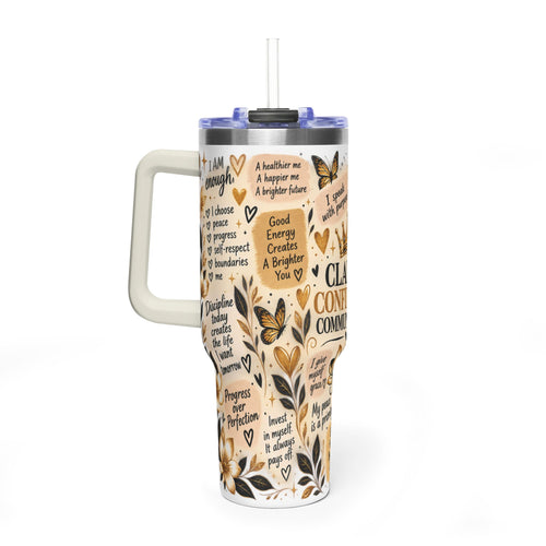 Affirmation Tumbler 40oz with Handle | The Confidence Within 360° Tumbler