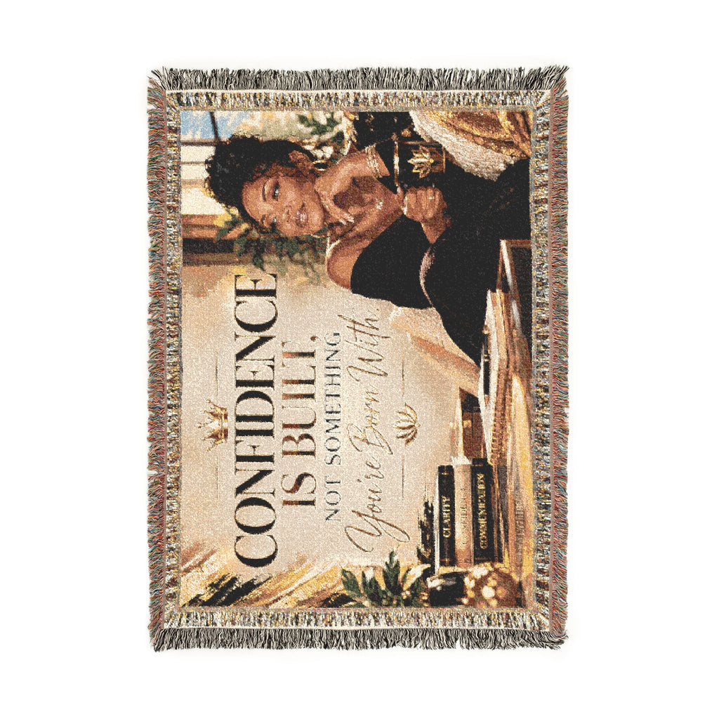 Inspirational Woven Throw Blanket – Confidence Is Built Cotton Sofa Throw
